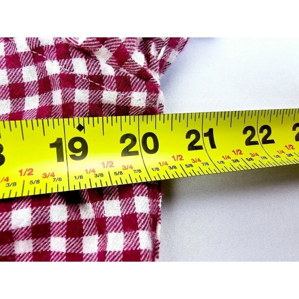 Uniqlo Size Large Womens Red White Check Flannel Long Sleeve Cotton Pocket Shirt - Picture 2 of 10